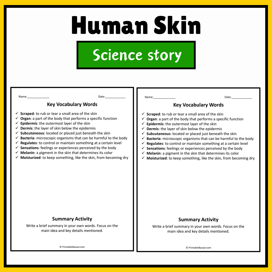 Human Skin | Science Story Reading Comprehension Activity