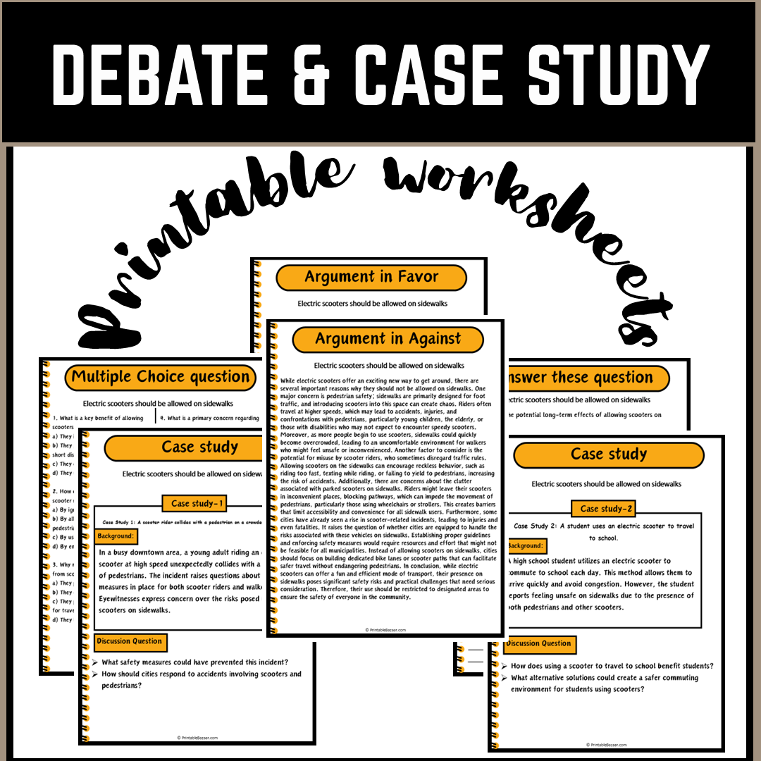 Electric scooters should be allowed on sidewalks | Debate Case Study Worksheet