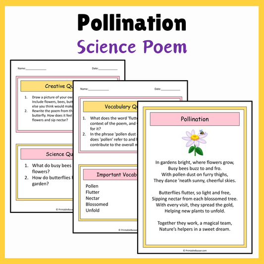 Pollination | Science Poem Reading Comprehension Activity