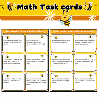 Understanding Volume of Simple 3D Shapes | Math Task Cards