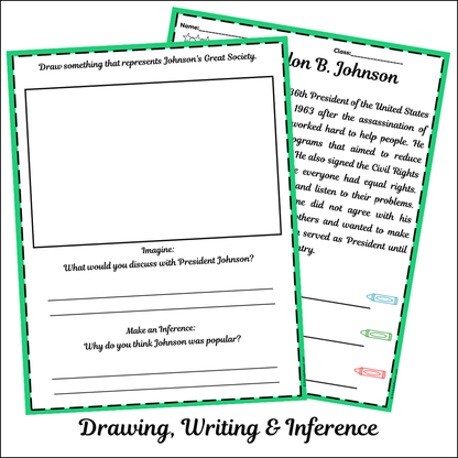 Lyndon B. Johnson | Short Reading Comprehension Creative Worksheet