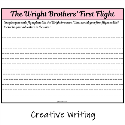 The Wright Brothers’ First Flight | Main Idea and Supporting Details Reading Passage and Questions