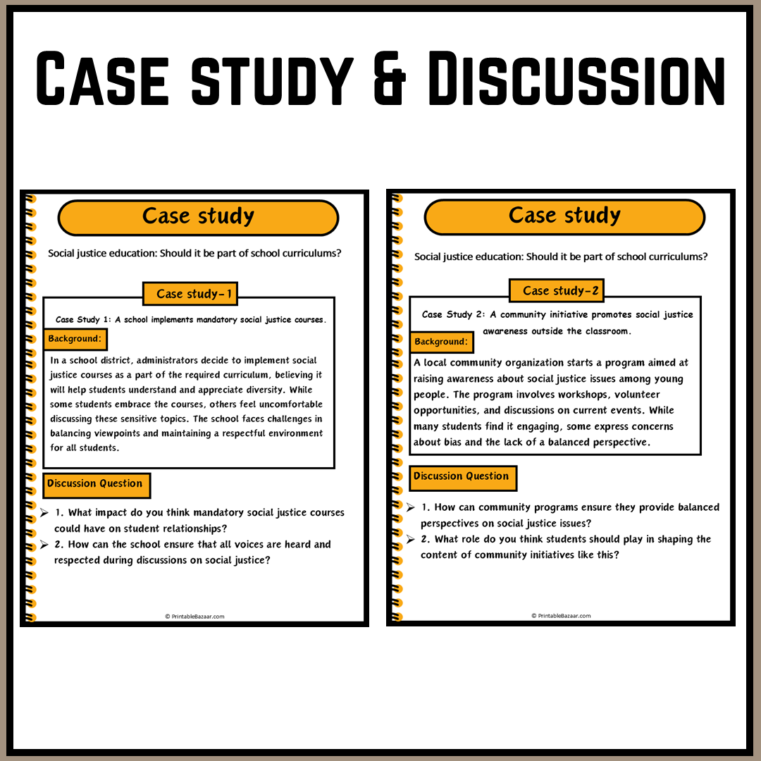 Social justice education: Should it be part of school curriculums? | Debate Case Study Worksheet