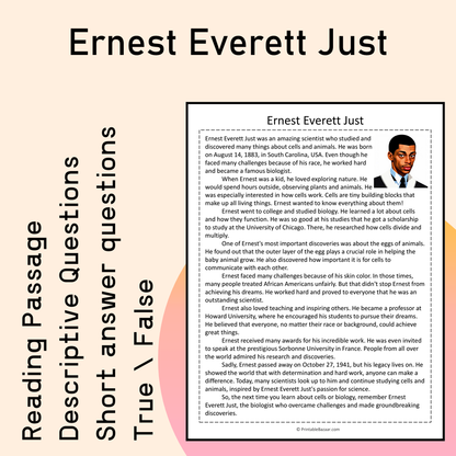Ernest Everett Just | Reading Comprehension Passage Printable Activity