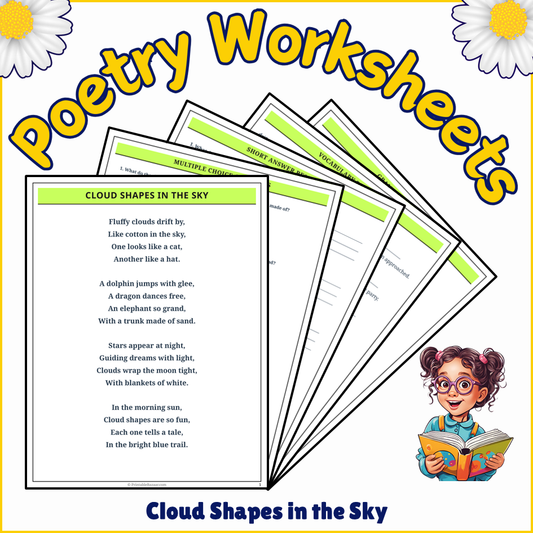 Cloud Shapes in the Sky | Poem Grammar Worksheet Printable Activity