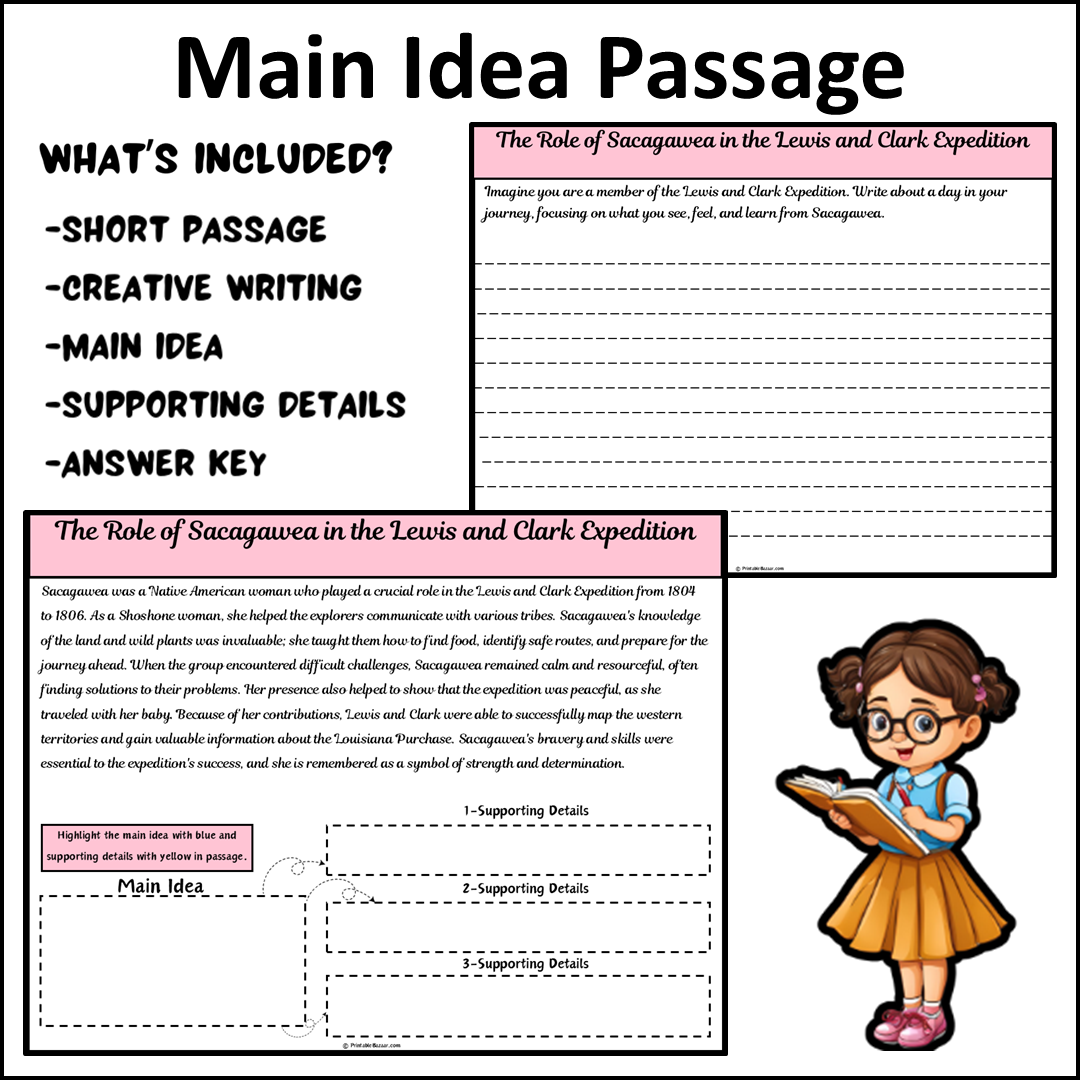 The Role of Sacagawea in the Lewis and Clark Expedition | Main Idea and Supporting Details Reading Passage and Questions