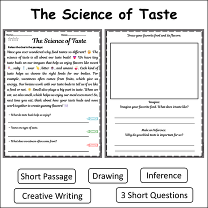 The Science of Taste | Short Reading Comprehension Creative Worksheet