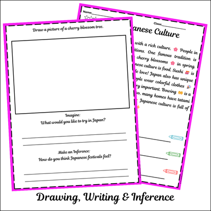 Japanese Culture | Short Reading Comprehension Creative Worksheet