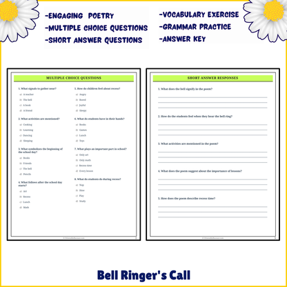 Bell Ringer's Call | Poem Grammar Worksheet Printable Activity