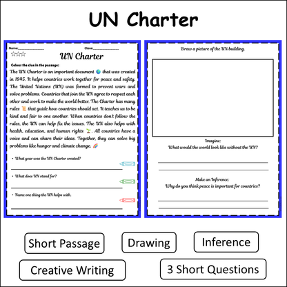 UN Charter | Short Reading Comprehension Creative Worksheet