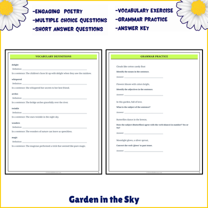 Garden in the Sky | Poem Grammar Worksheet Printable Activity