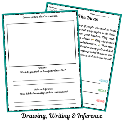 The Incas | Short Reading Comprehension Creative Worksheet