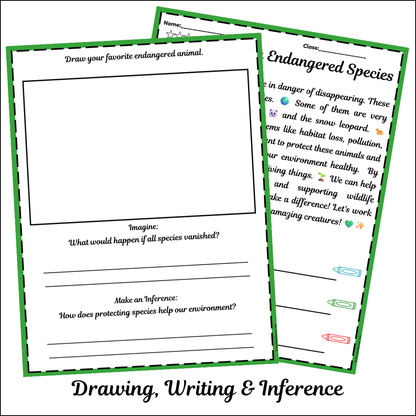 Protecting Endangered Species | Short Reading Comprehension Creative Worksheet