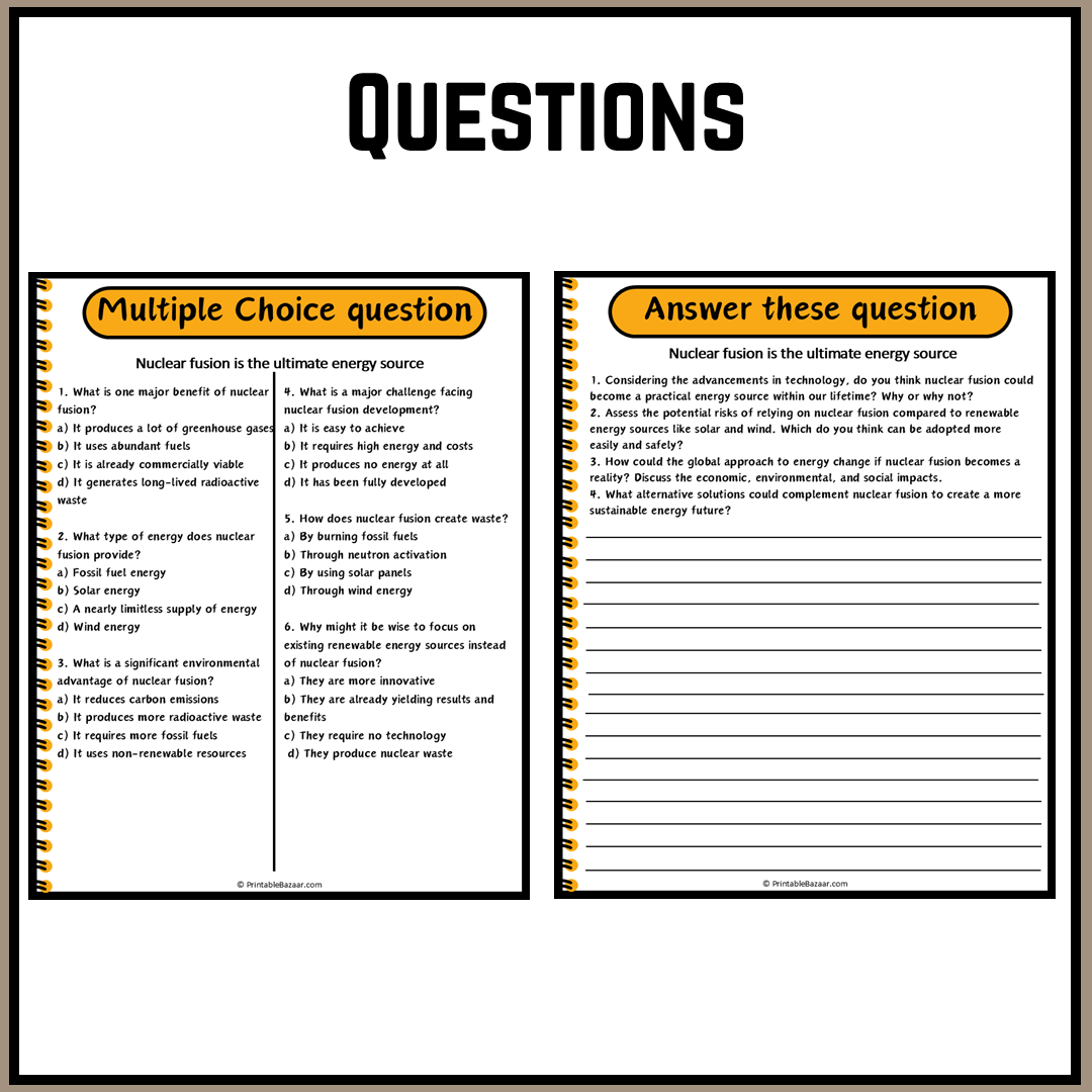 Nuclear fusion is the ultimate energy source | Debate Case Study Worksheet