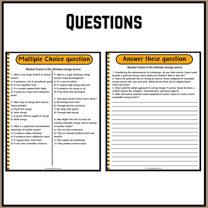 Nuclear fusion is the ultimate energy source | Debate Case Study Worksheet