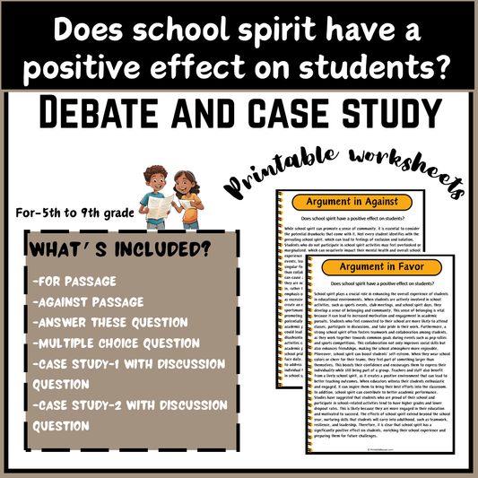 Does school spirit have a positive effect on students? | Debate Case Study Worksheet