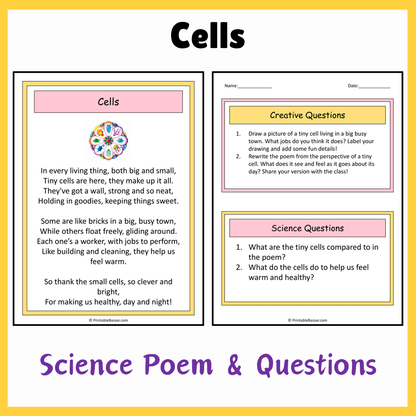 Cells | Science Poem Reading Comprehension Activity