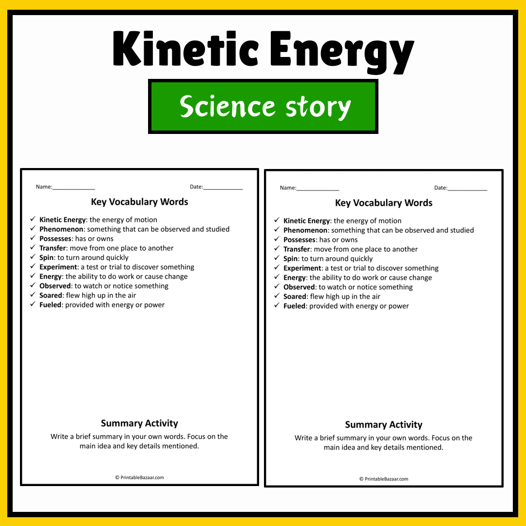 Kinetic Energy | Science Story Reading Comprehension Activity