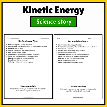 Kinetic Energy | Science Story Reading Comprehension Activity