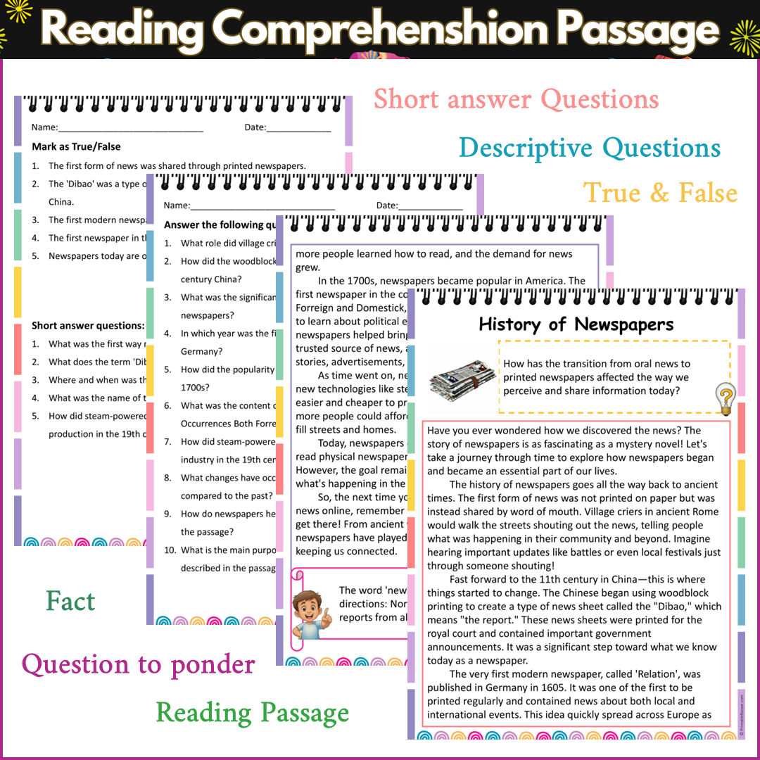 History of Newspapers | Reading Comprehension Passage and Questions