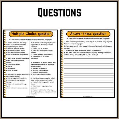 Is it justified to require students to learn a second language? | Debate Case Study Worksheet