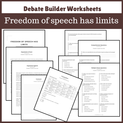 Freedom of speech has limits | Favour and Against Worksheet Printable Activity