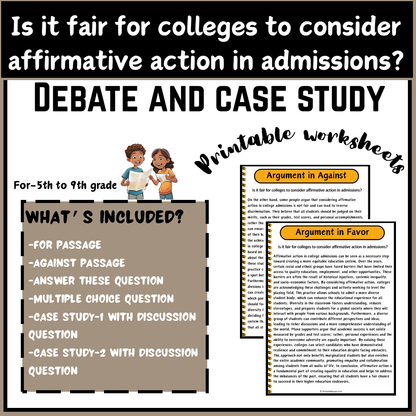 Is it fair for colleges to consider affirmative action in admissions? | Debate Case Study Worksheet