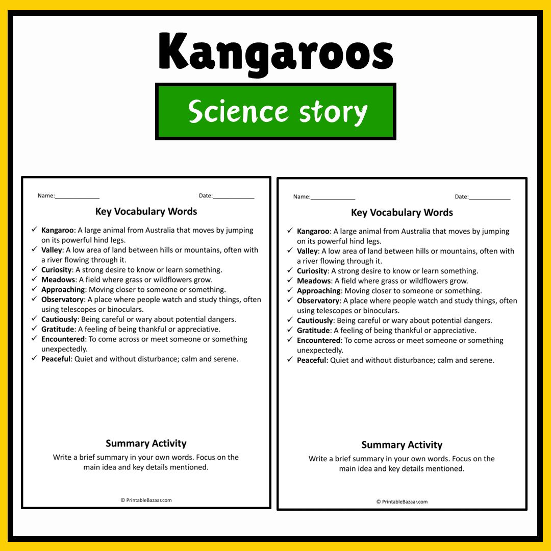 Kangaroos | Science Story Reading Comprehension Activity
