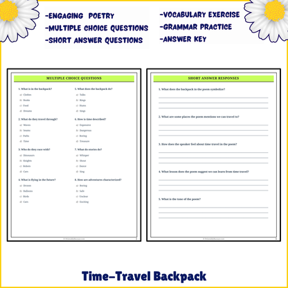 Time-Travel Backpack | Poem Grammar Worksheet Printable Activity