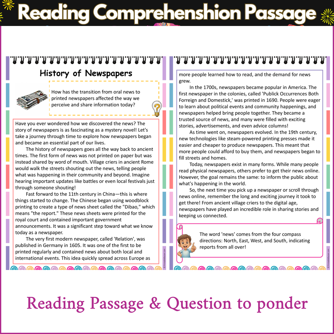 History of Newspapers | Reading Comprehension Passage and Questions