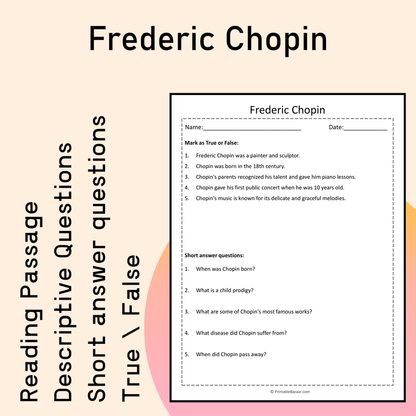 Frederic Chopin | Reading Comprehension Passage Printable Activity