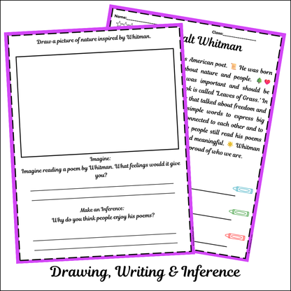 Walt Whitman | Short Reading Comprehension Creative Worksheet