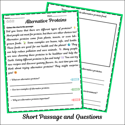 Alternative Proteins | Short Reading Comprehension Creative Worksheet