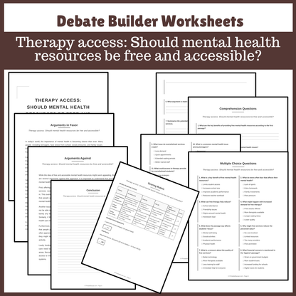 Therapy access: Should mental health resources be free and accessible? | Favour and Against Worksheet Printable Activity