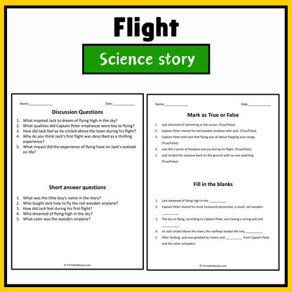 Flight | Science Story Reading Comprehension Activity