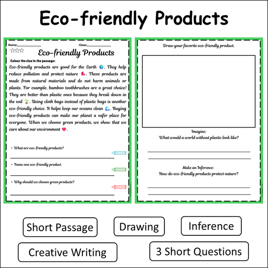 Eco-friendly Products | Short Reading Comprehension Creative Worksheet