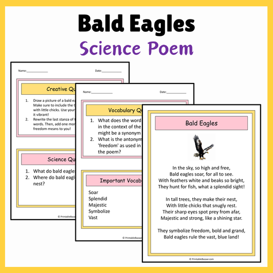 Bald Eagles | Science Poem Reading Comprehension Activity