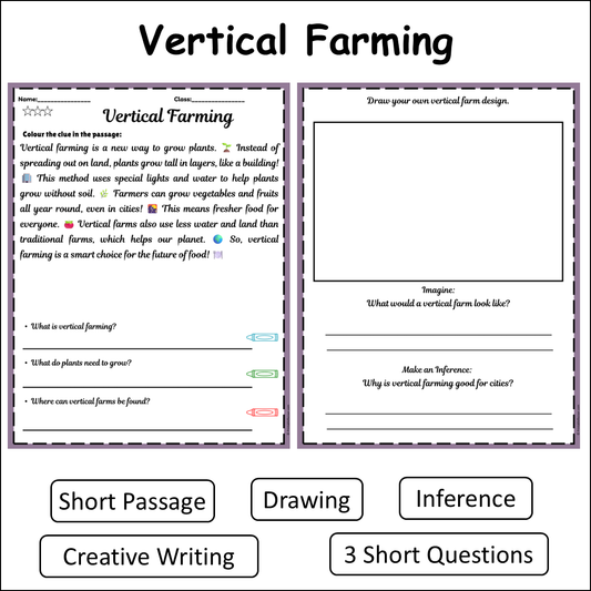 Vertical Farming | Short Reading Comprehension Creative Worksheet