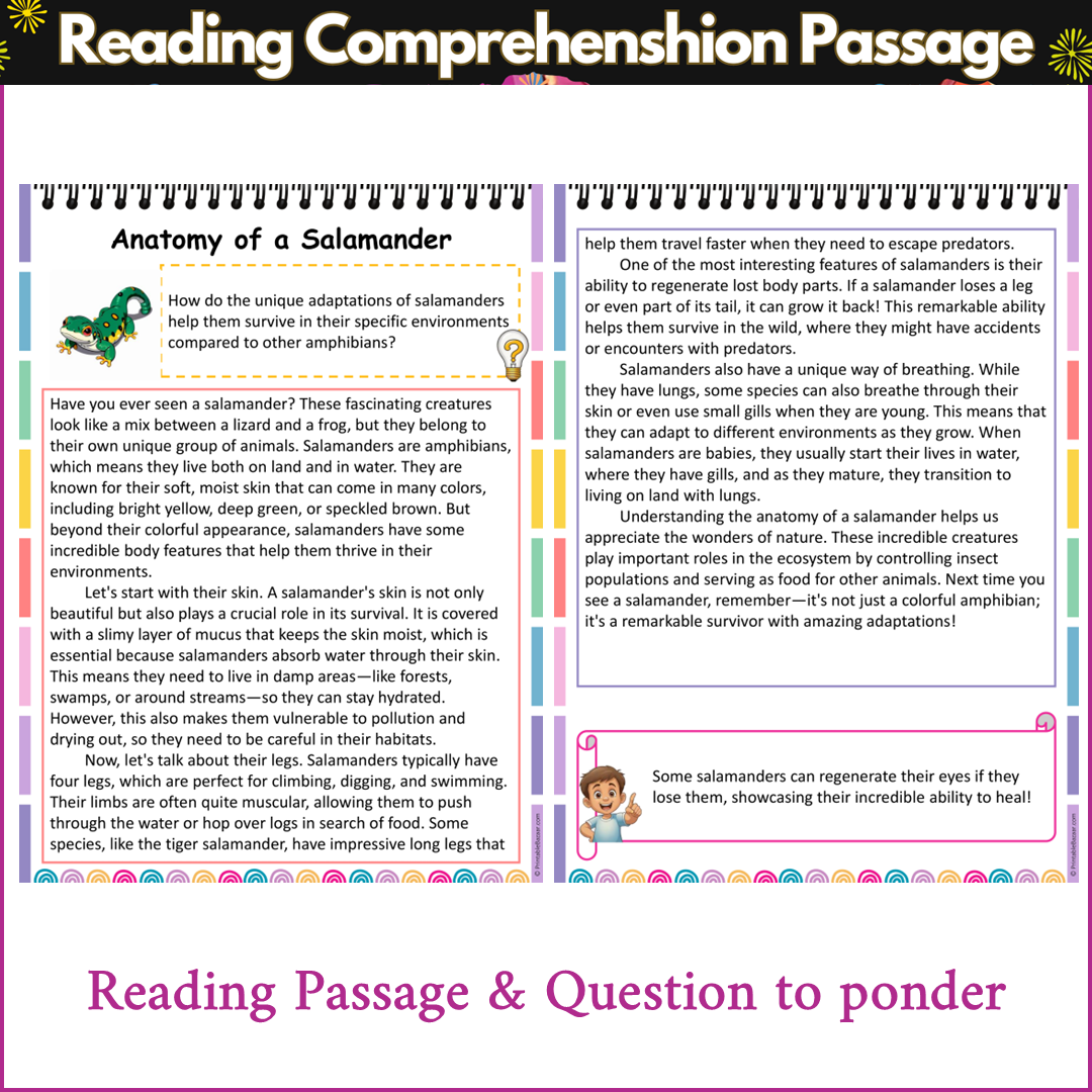 Anatomy of a Salamander | Reading Comprehension Passage and Questions