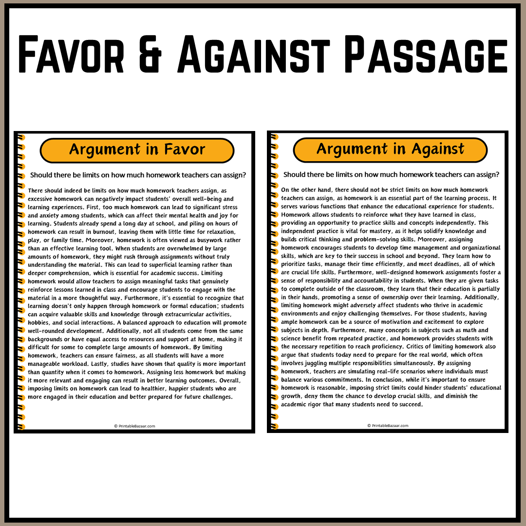 Should there be limits on how much homework teachers can assign? | Debate Case Study Worksheet