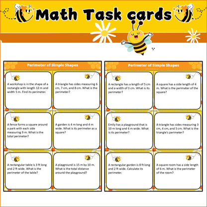 Perimeter of Simple Shapes | Math Task Cards