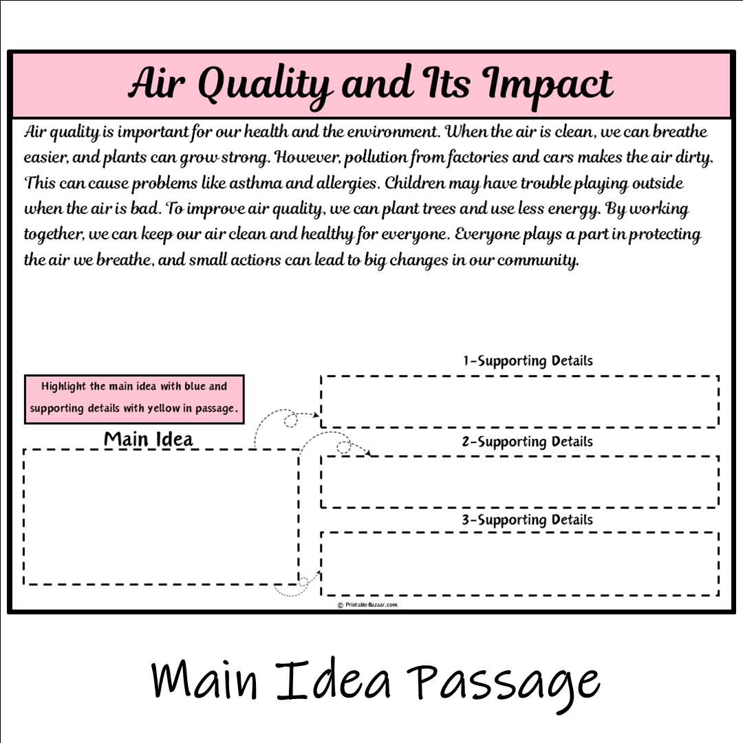 Air Quality and Its Impact | Main Idea and Supporting Details Reading Passage and Questions