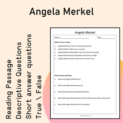 Angela Merkel | Reading Comprehension Passage Printable Activity