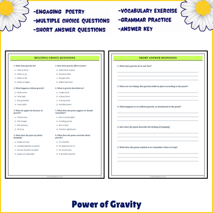 Power of Gravity | Poem Grammar Worksheet Printable Activity