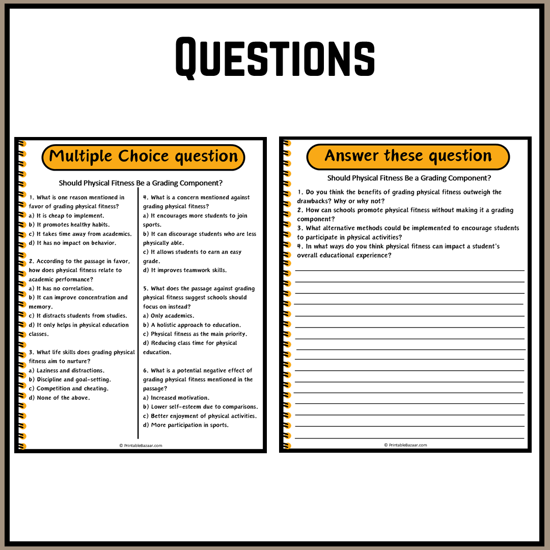 Should Physical Fitness Be a Grading Component? | Debate Case Study Worksheet