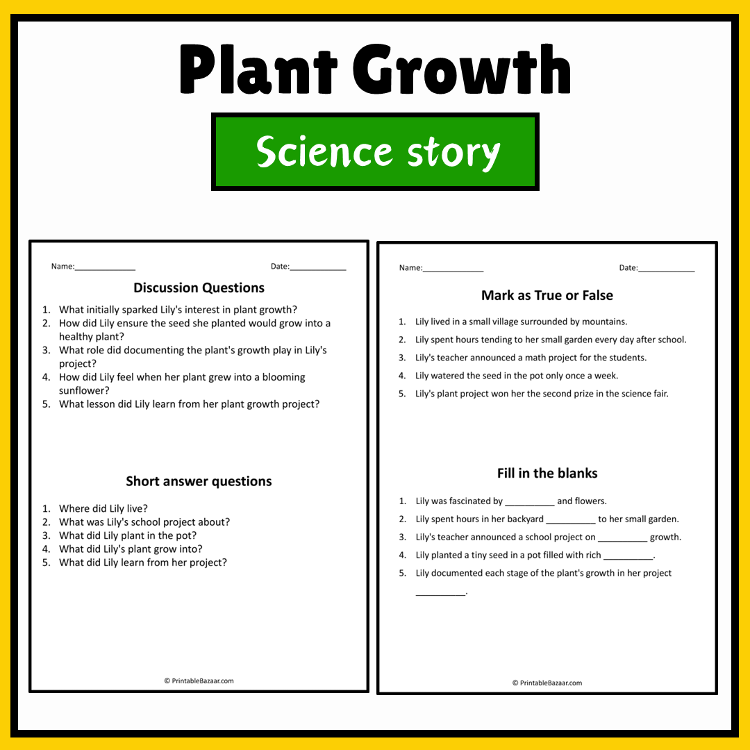 Plant Growth | Science Story Reading Comprehension Activity