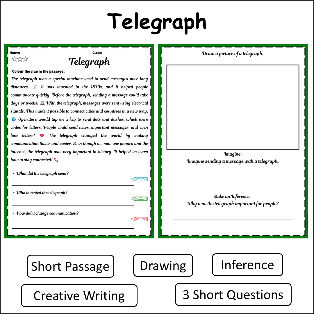 Telegraph | Short Reading Comprehension Creative Worksheet