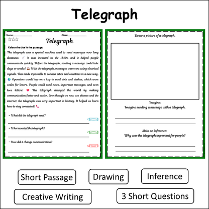 Telegraph | Short Reading Comprehension Creative Worksheet