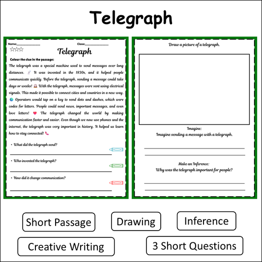 Telegraph | Short Reading Comprehension Creative Worksheet