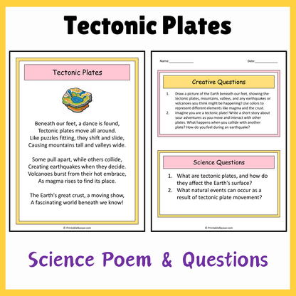 Tectonic Plates | Science Poem Reading Comprehension Activity